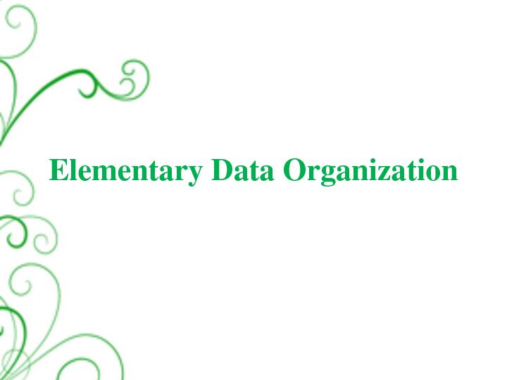 [PDF] Elementary Data Organization