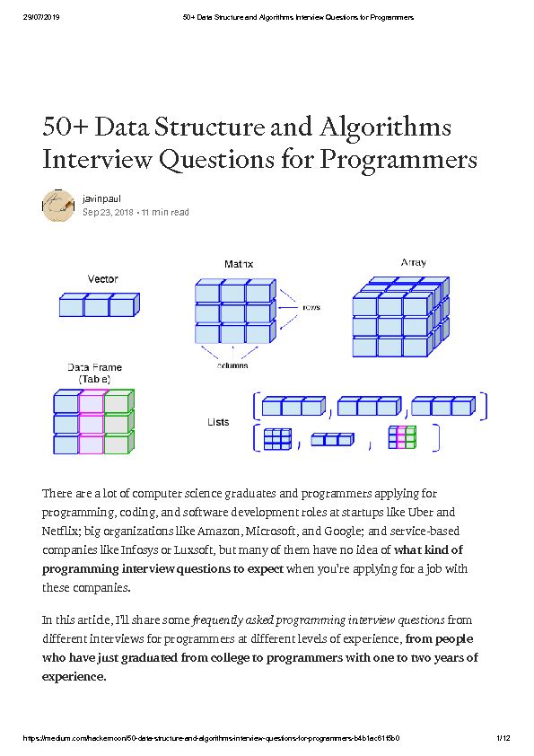 [PDF] 50  Data Structure and Algorithms Interview Questions  - IME-USP