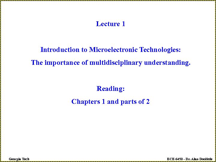 [PDF] Lecture 1 Introduction to Microelectronic Technologies - Dr Alan