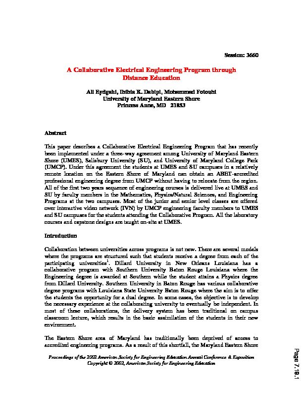 [PDF] A Collaborative Electrical Engineering Program Through Distance