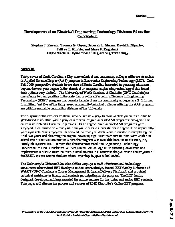 [PDF] Development Of An Electrical Engineering Technology Distance