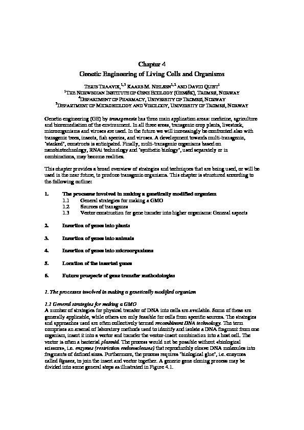 [PDF] Chapter 4 Genetic Engineering of Living Cells and Organisms - GenØk