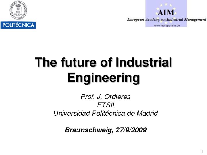 [PDF] The future of Industrial Engineering - European Academy for