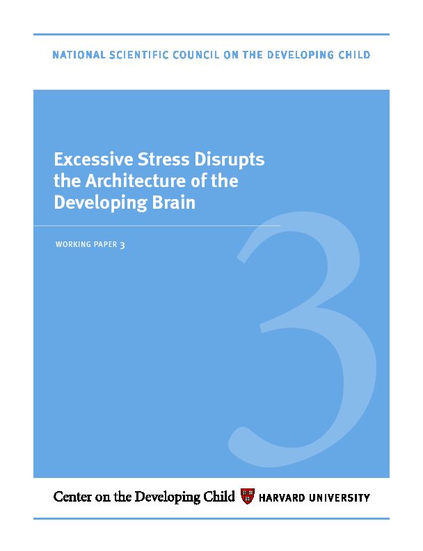 [PDF] Excessive Stress Disrupts the Architecture of the Developing Brain