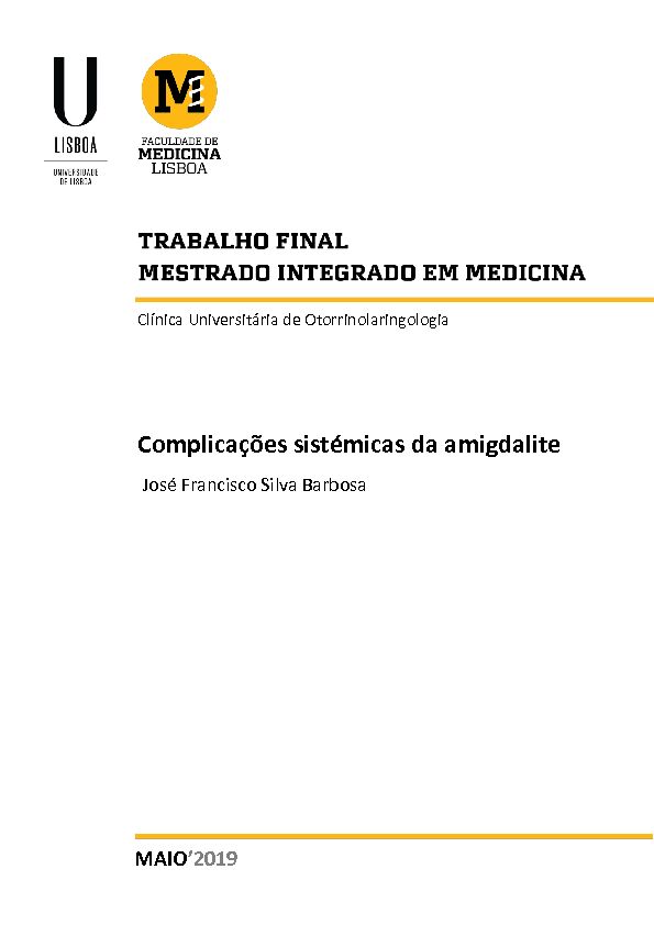 [PDF] Complicações sistémicas da amigdalite