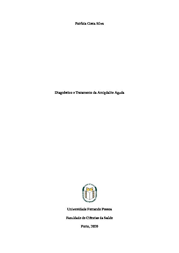 [PDF] Diagnóstico e Tratamento da Amigdalite Aguda