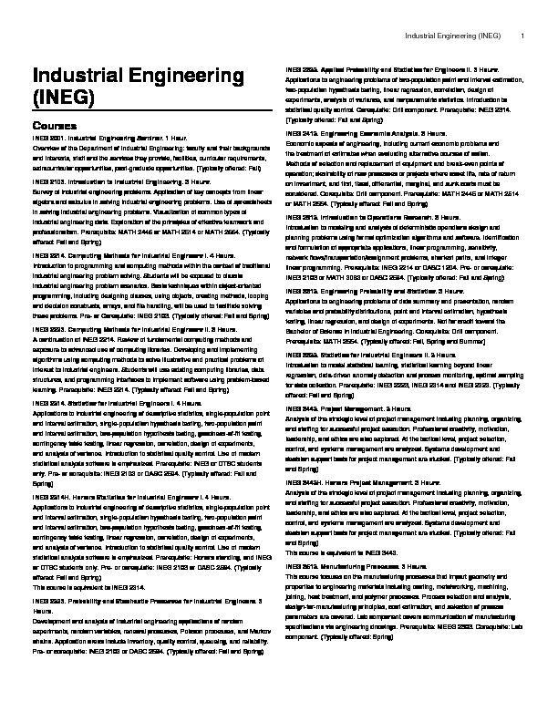 [PDF] Industrial Engineering (INEG) - Catalog of Studies