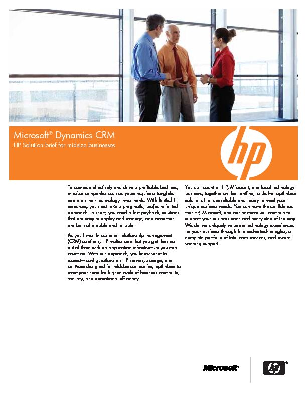 Microsoft® Dynamics CRM: HP Solution brief for midsize businesses