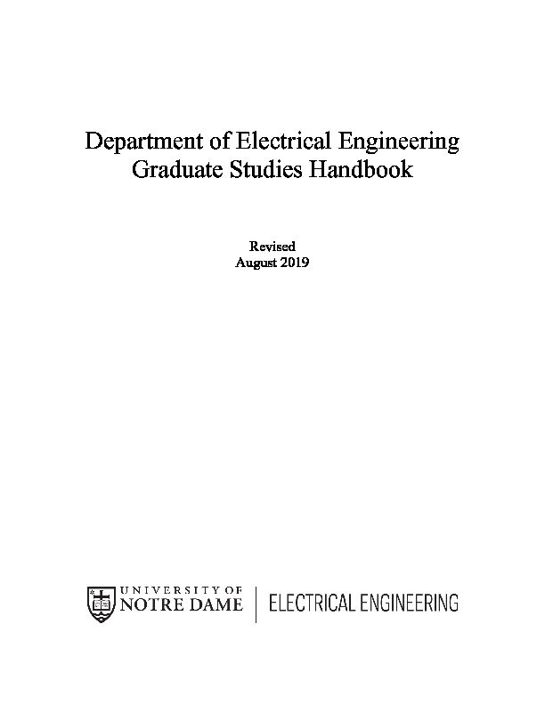 Department of Electrical Engineering Graduate Studies Handbook