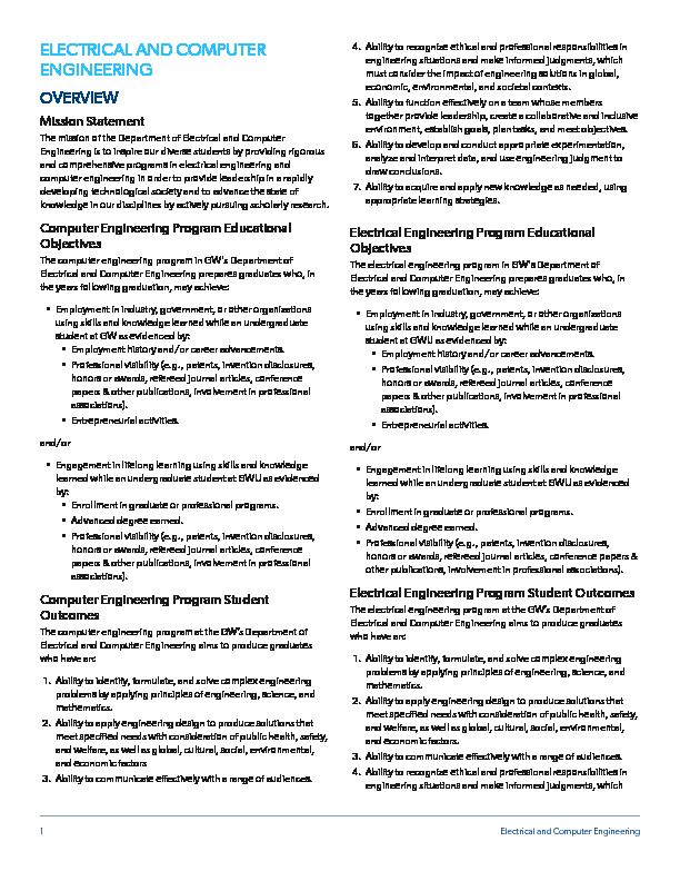 Electrical and Computer Engineering  GW Bulletin