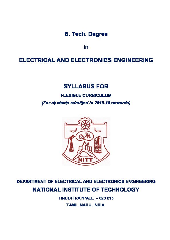 B Tech Degree in ELECTRICAL AND ELECTRONICS