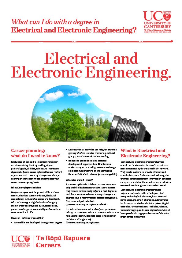 Electrical and Electronic Engineering - University of Canterbury