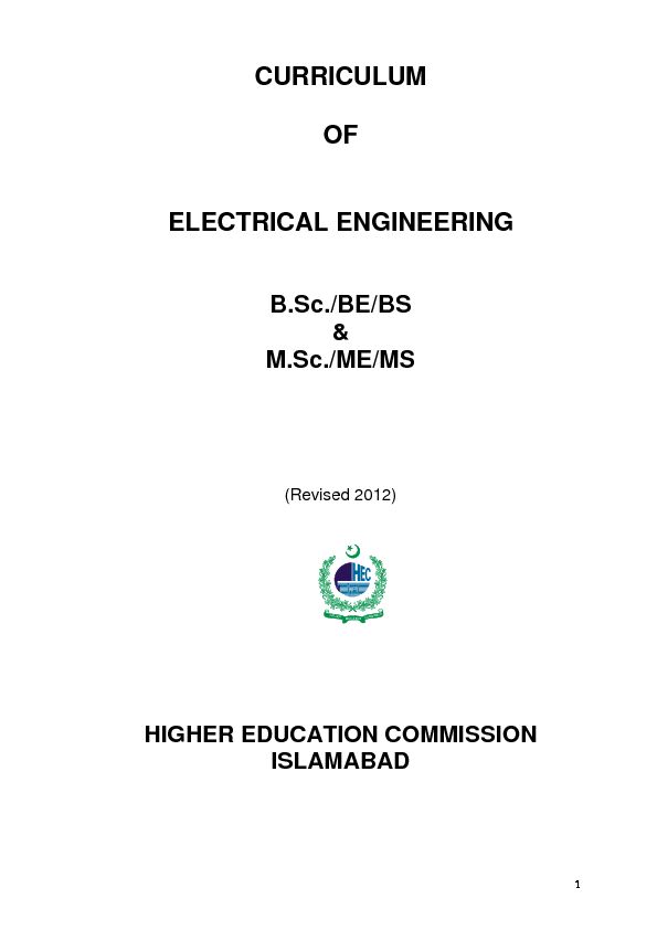 CURRICULUM OF ELECTRICAL ENGINEERING - HEC