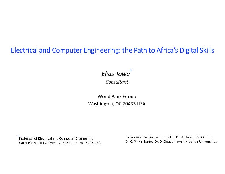 Electrical and Computer Engineering: the Path to Africa's Digital Skills