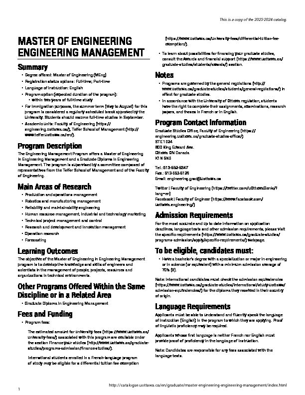 [PDF] Master of Engineering Engineering Management