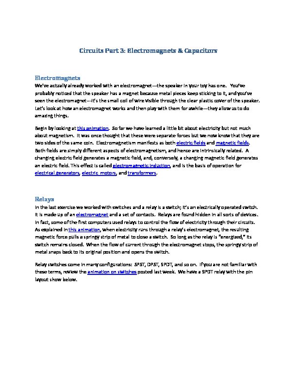 [PDF] Circuits Part 3: Electromagnets & Capacitors