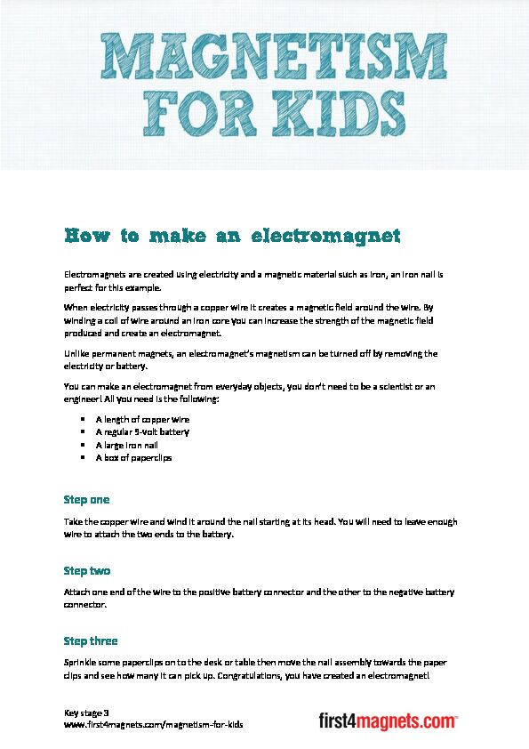 [PDF] How to make an electromagnet - First4Magnets