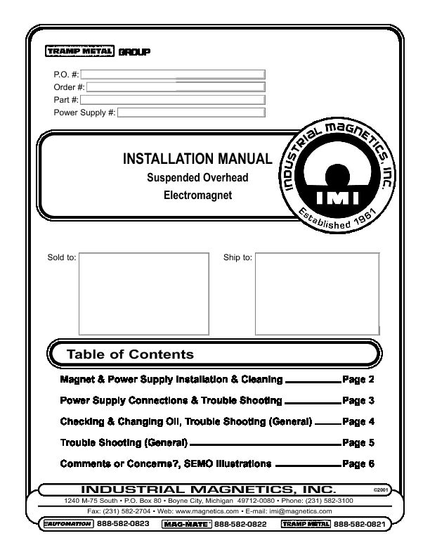 [PDF] INSTALLATION MANUAL - Suspended Overhead Electromagnet