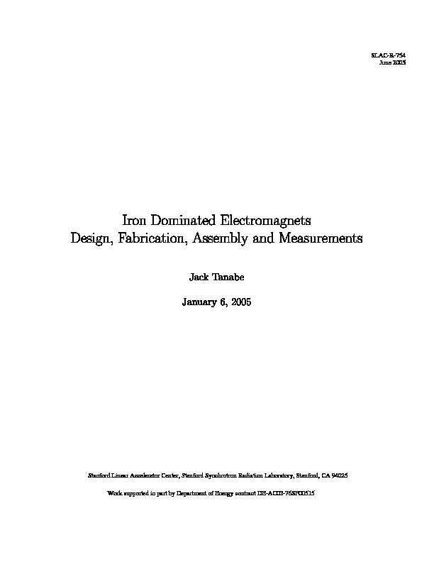 [PDF] Iron Dominated Electromagnets Design, Fabrication, Assembly and