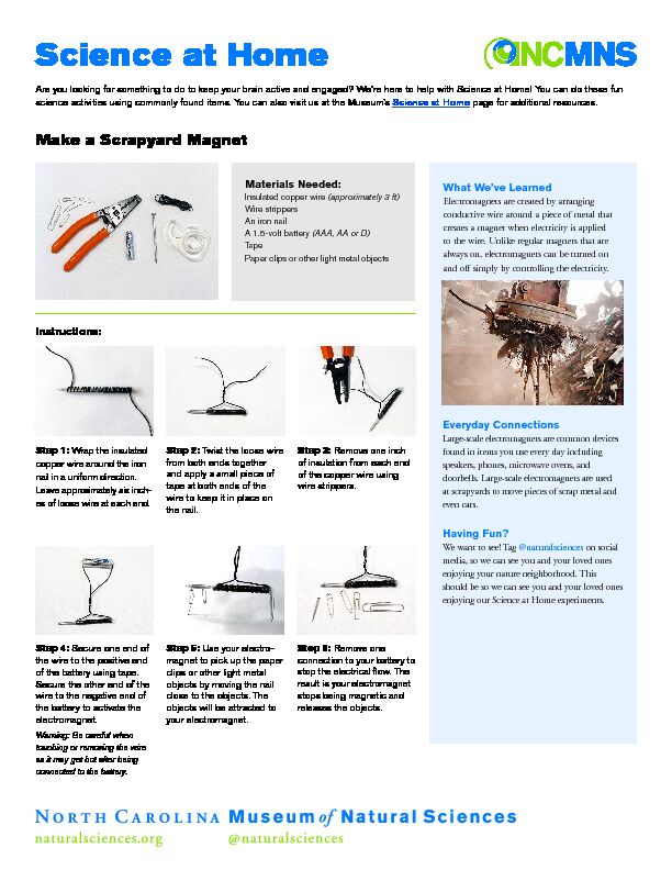 [PDF] Science at Home: DIY Scrapyard Magnet