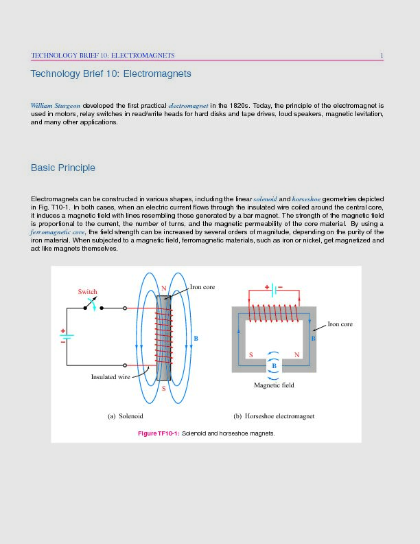 [PDF] Technology Brief 10: Electromagnets Basic Principle
