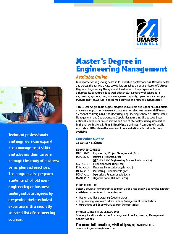 [PDF] Masters Degree in Engineering Management - Available Online