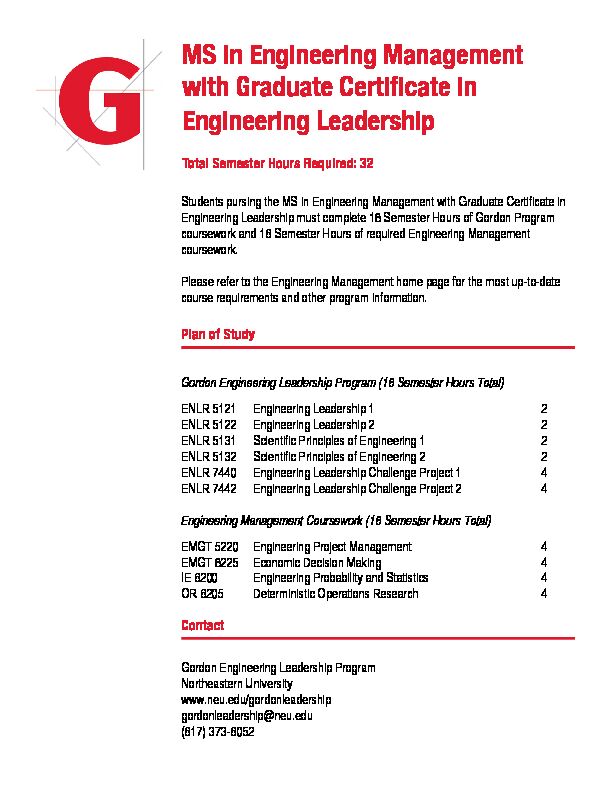 [PDF] MS in Engineering Management with Graduate Certificate in