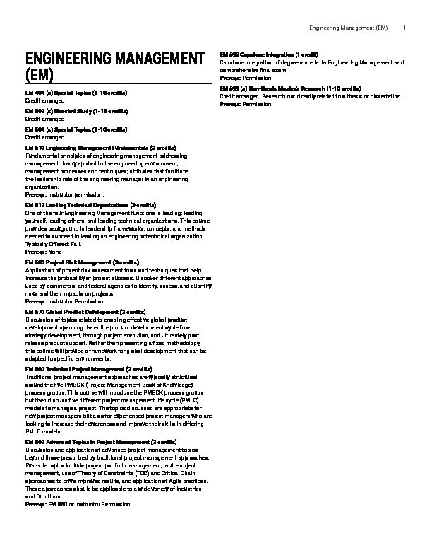 [PDF] Engineering Management (EM)