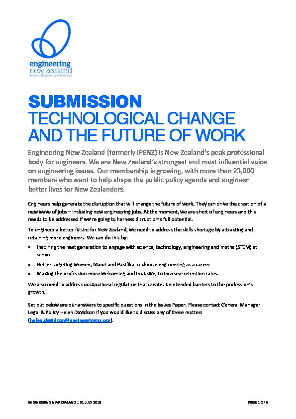 SUBMISSION TECHNOLOGICAL CHANGE AND THE FUTURE OF