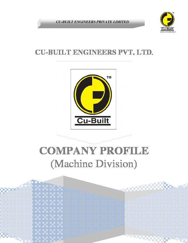 COMPANY PROFILE (Machine Division) - Cubuilt