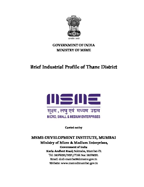 [PDF] Brief Industrial Profile of Thane District - PDF4PRO