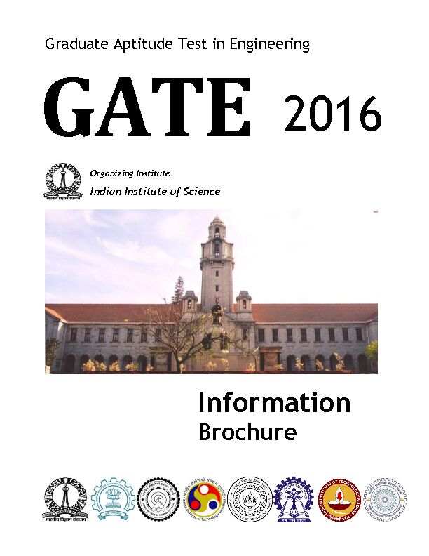 [PDF] GATE 2016 Notification - Engineers Career Group