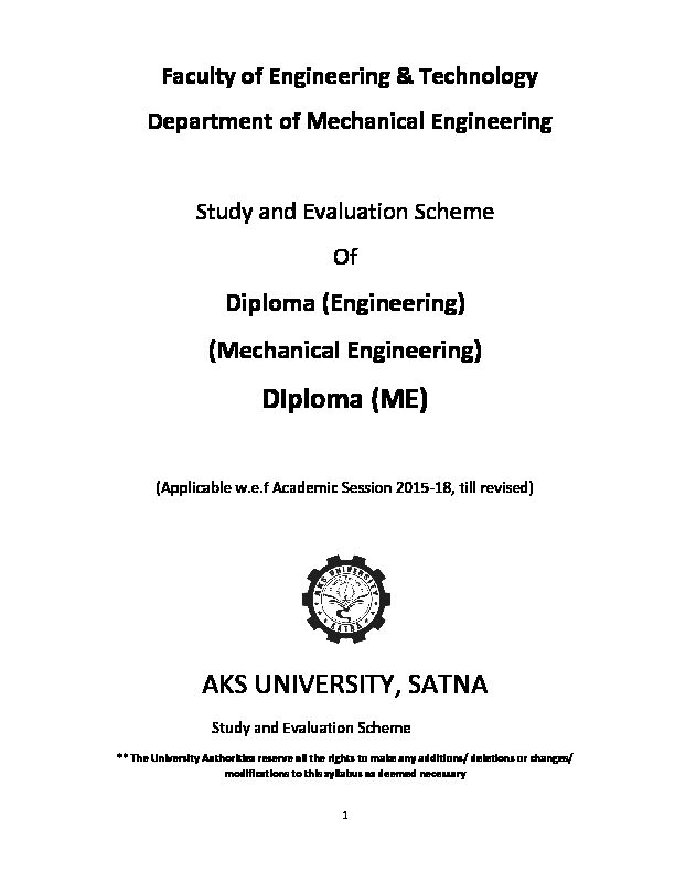 [PDF] Diploma (Engineering) (Mechanical Engineering) - AKS University