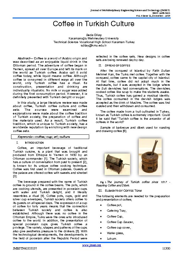 [PDF] Coffee in Turkish Culture - JMEST