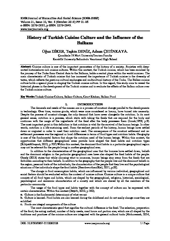 [PDF] History of Turkish Cuisine Culture and the Influence of the Balkans