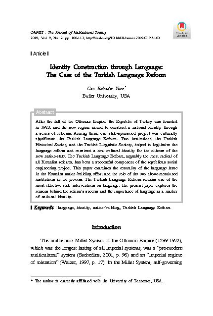 [PDF] The Case of the Turkish Language Reform - OMNES : The Journal