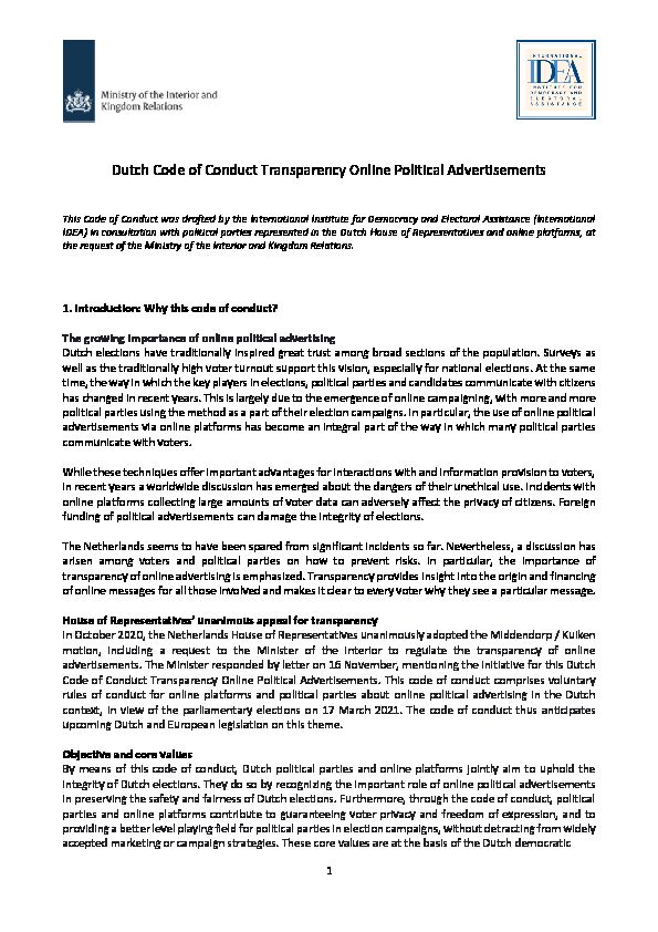 [PDF] Dutch Code of Conduct Transparency Online Political Advertisements