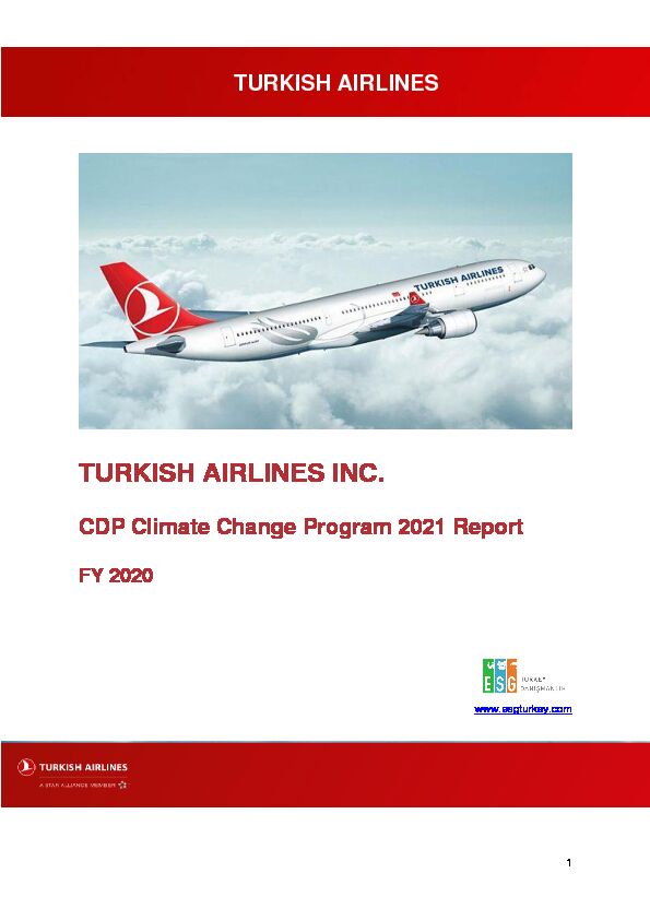 [PDF] CDP Climate Change Program 2021 Report - Turkish Airlines