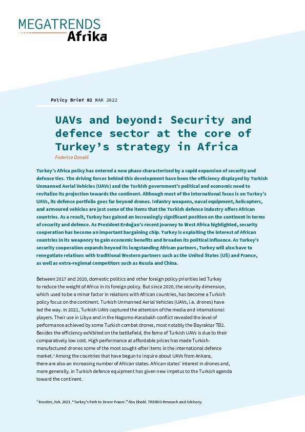 [PDF] Security and defence sector at the core of Turkeys strategy in Africa