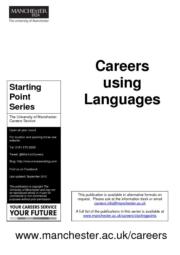 [PDF] Careers using Languages - University of Chester