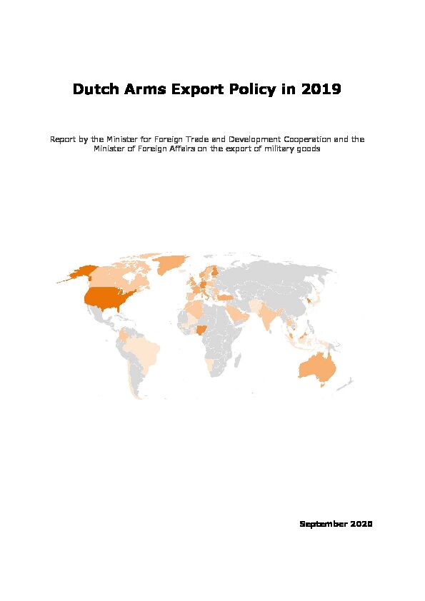 Dutch Arms Export Policy in 2019