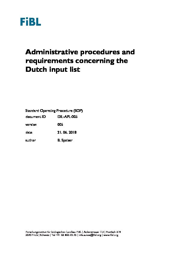 Administrative procedures and requirements concerning the