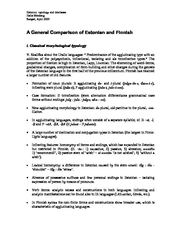 [PDF] A General Comparison of Estonian and Finnish