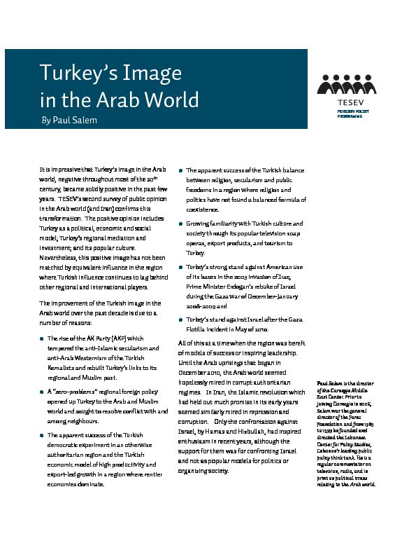 [PDF] Turkeys Image in the Arab World