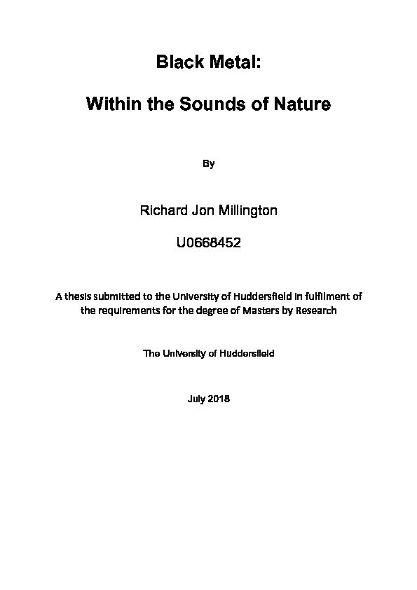 [PDF] Black Metal: Within the Sounds of Nature - CORE