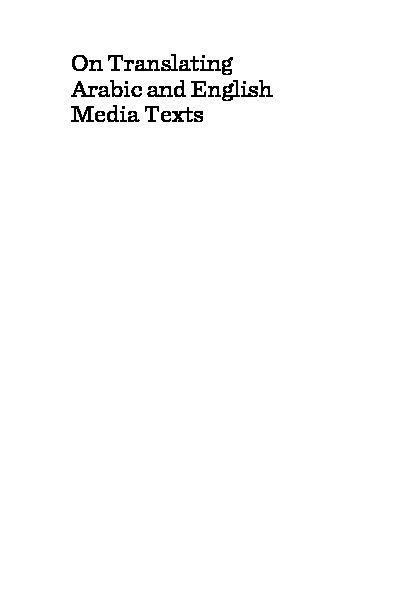 [PDF] On Translating Arabic and English Media Texts