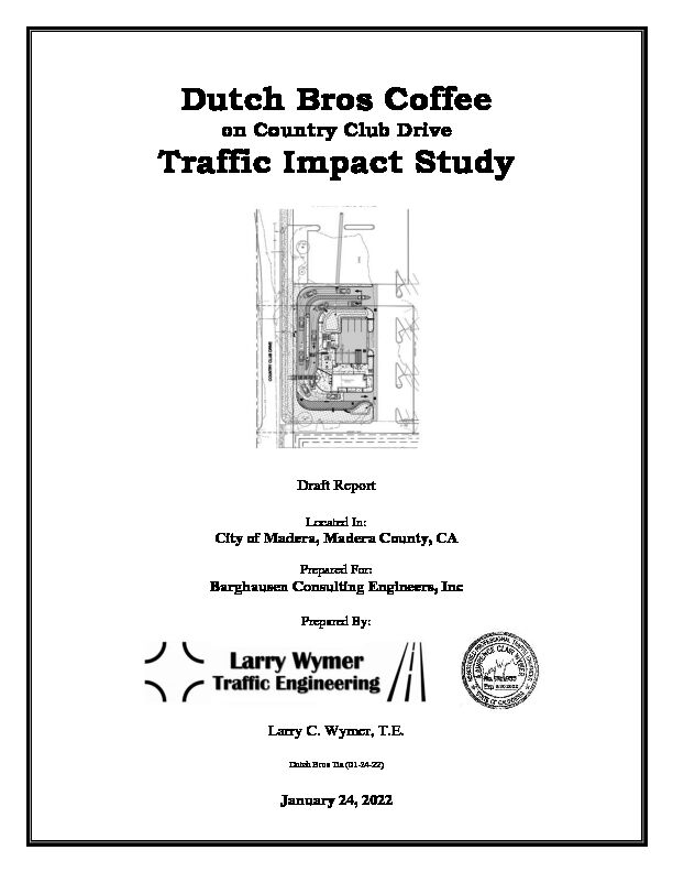 Dutch Bros Coffee - on Country Club Drive - Traffic Impact Study