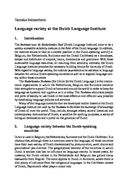 [PDF] Language variety at the Dutch Language Institute - EFNIL