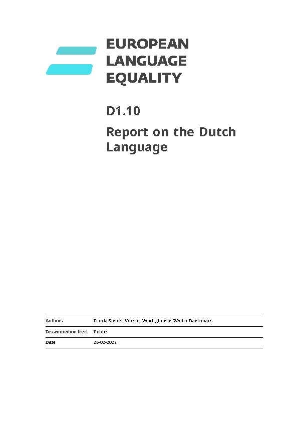[PDF] D110 Report on the Dutch Language