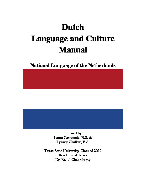 [PDF] Dutch Language and Culture Manuel - Language Manuals